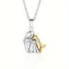 New Alloy Cute Two Tone Color Girl Hug Dog Necklace Fashion Women and Pet Pendant Jewelry Accessories