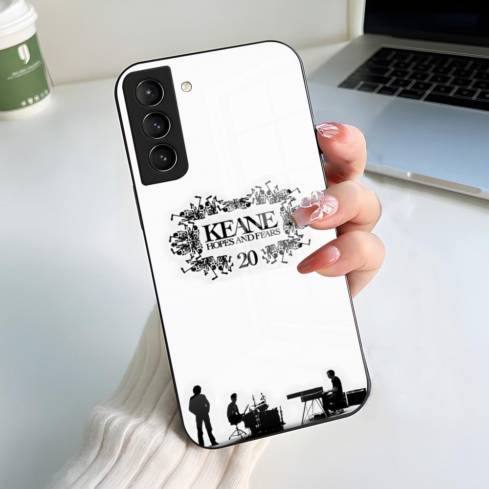 Чехол для телефона Music K-KEANE для Samsung S26 S25 S24 FE S23 S22 S21 Plus S20 Ultra Note20Ultra Черная стеклянная крышка