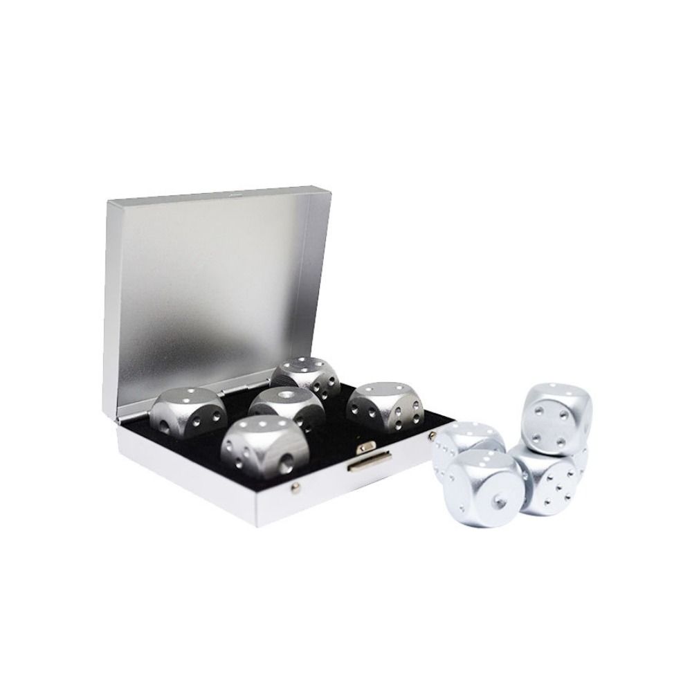 with Case 5 in1 Metal Dices Aluminum Zinc Zinc Alloy Rounded Corners Dice Set Metal Solid Dice Bar Supplies