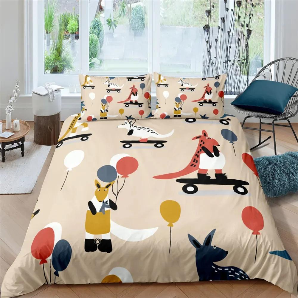 Nordic Bed Cover Duvet Cover King Queen Cartoon Animal Bedding Set Double Twin Full Queen King Adult Kids Bedclothes Quilt Cover