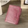 Contact's Genuine Leather Women RFID Mini Wallet Credit Card Holder Coin Pocket Short Wallets for Female