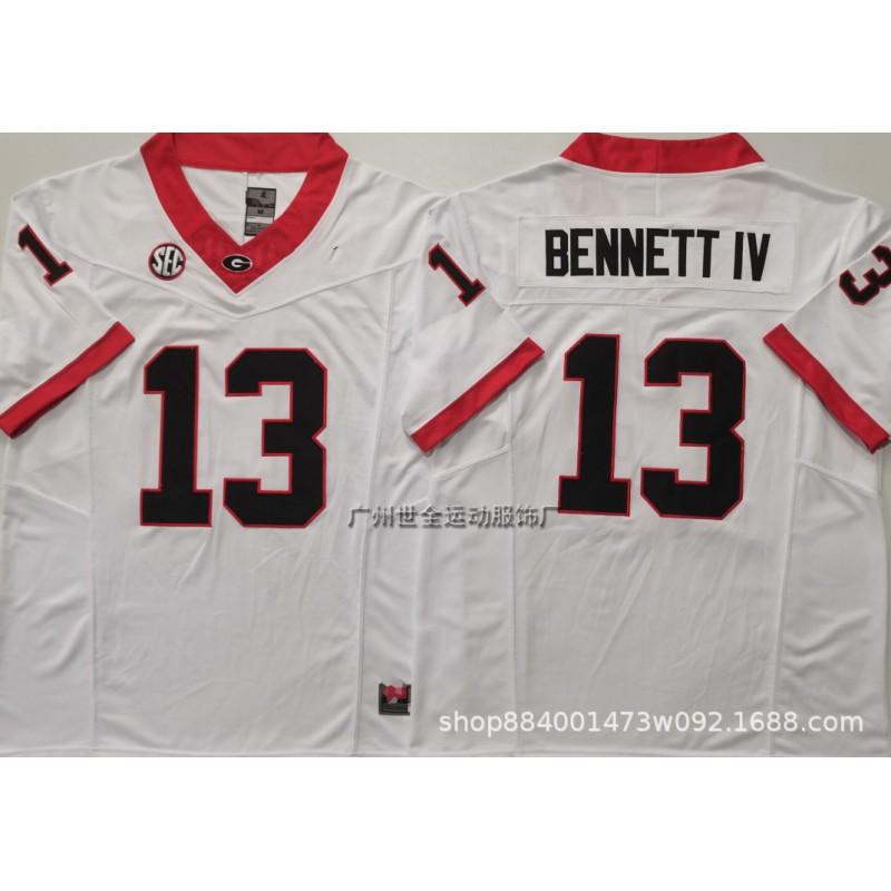 Mens NCAA College Football Jersey Cotton Blend Embroidered Bulldogs Team Uniform Running Fitness Sports