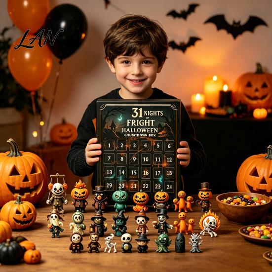 Halloween Advent Calendar 2026, 31 Nights of Fright Countdown Box with Surprising for Mini Spooky Figurines, Home Desk Decor, Party Favors Decoration
