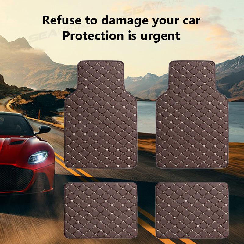 BLALION Car Floor Mats 4PCS Universal PU Waterproof Auto Foot Pad Protector Carpet Front and Rear Mats Set Interior Accessories