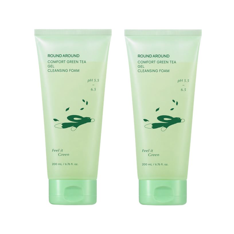 Round Around Comfort Green Tea Mildly Acidic Cleansing Gel Foam 200ml Double Plan