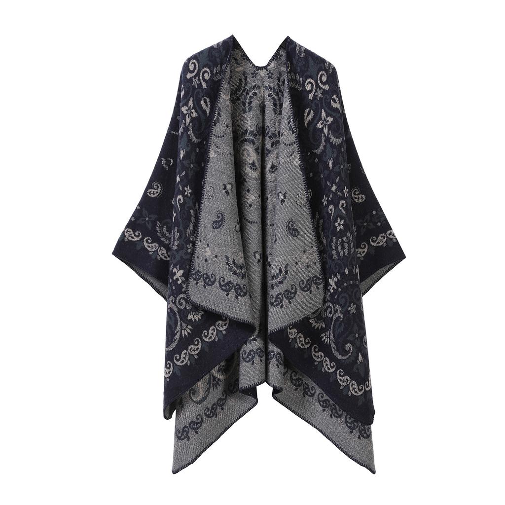 Classical Style Women's Shawl Double-sided Tassel Slit Cape High-end Travel Warm Cape
