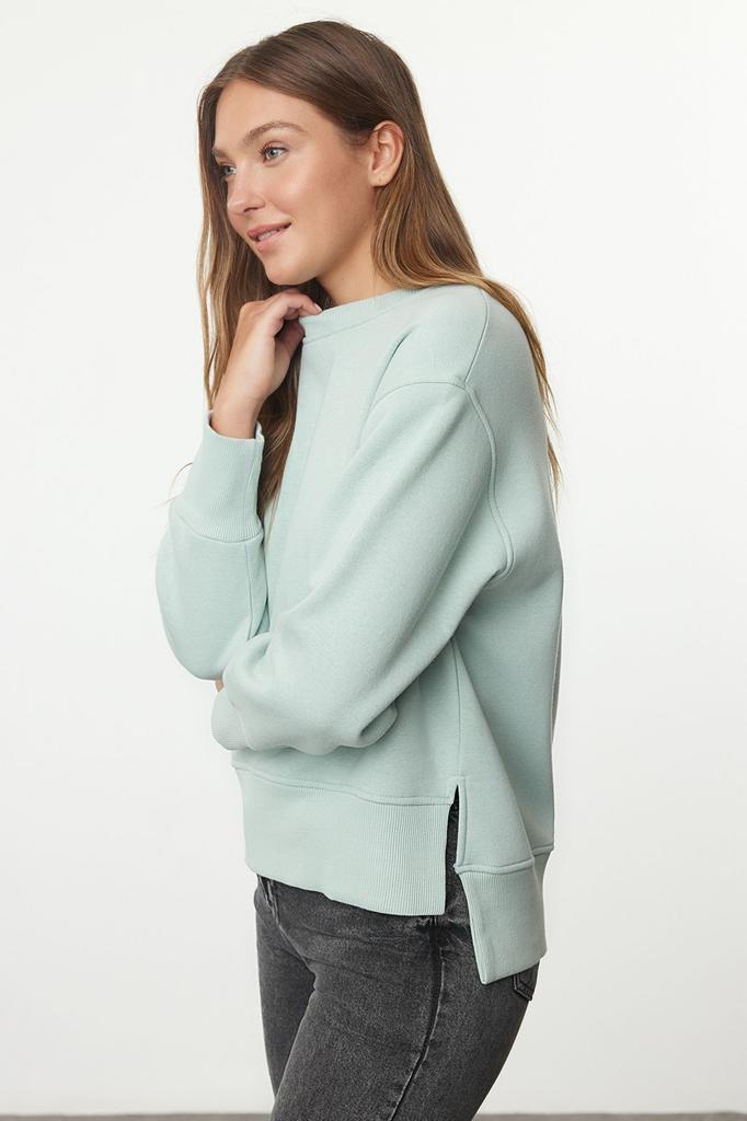 Женская модная стильная толстовка с толстым флисом внутри и круглым вырезом, стандартная посадка, базовая трикотажная толстовка