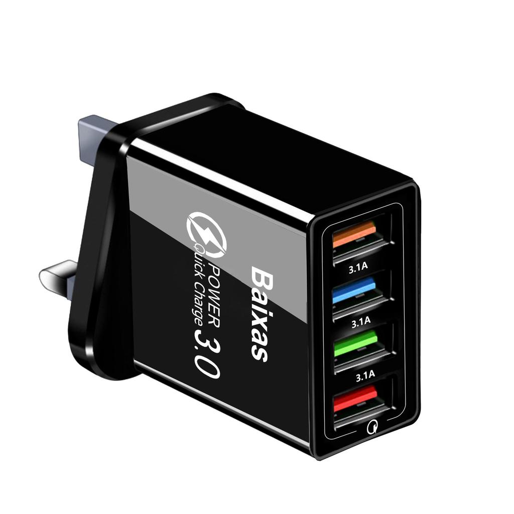 4-портовое USB-зарядное устройство для мобильных телефонов и планшетов, дорожное, стандарт США и ЕС, 3А