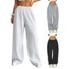 Women Long Pants Hip Hop Style Elastic High Waist Wide Leg Pants Solid Color Loose Fit Casual Trousers Daily Wear