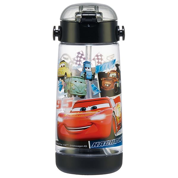 Бутылка для воды Skater с трубочкой, прозрачная, 480 мл, силиконовая, Disney Cars 23, для мальчиков, детская, PDSH5-A