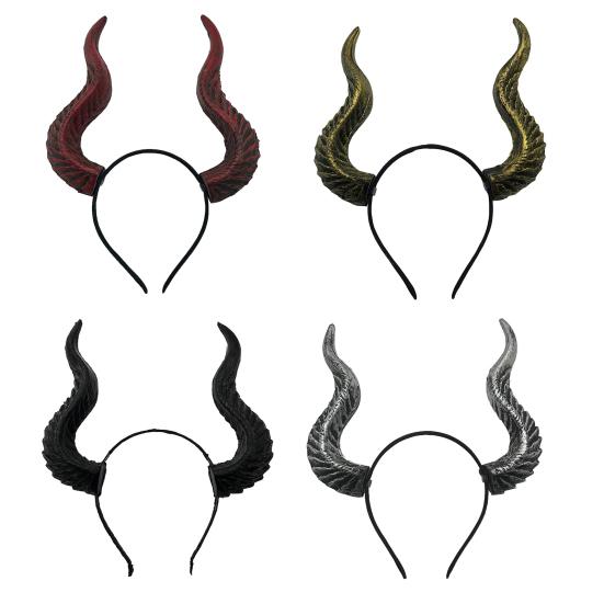 Повязка на голову с рогами дьявола Хэллоуин Готика Козлиные рога Ободок для волос Косплей Обруч для волос Аксессуары для Хэллоуинской вечеринки Маскарад