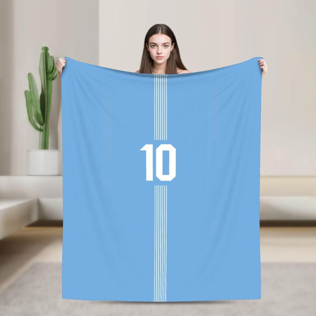 Argentina Number 10 Football Soccer Flannel Blanket Messied Awesome Throw Blanket for Home Hotel Sofa 150*125cm Bedspread