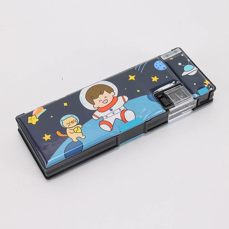 Двусторонний пенал-косметичка «Астронавт» для мальчиков: Многофункциональный, Деформируемый, Большой вместимости с кнопочным механизмом и секретным отделением