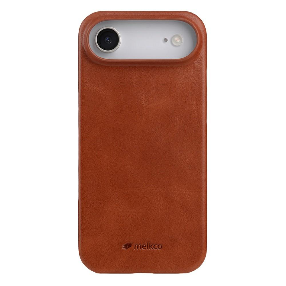 MELKCO For iPhone Air Case Compatible with MagSafe Waxy Genuine Cow Leather PC Phone Back Cover