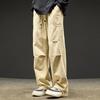 Осенне-весенние брюки-карго, широкие свободные прямые однотонные уличные брюки в стиле хип-хоп с несколькими карманами на шнурке
