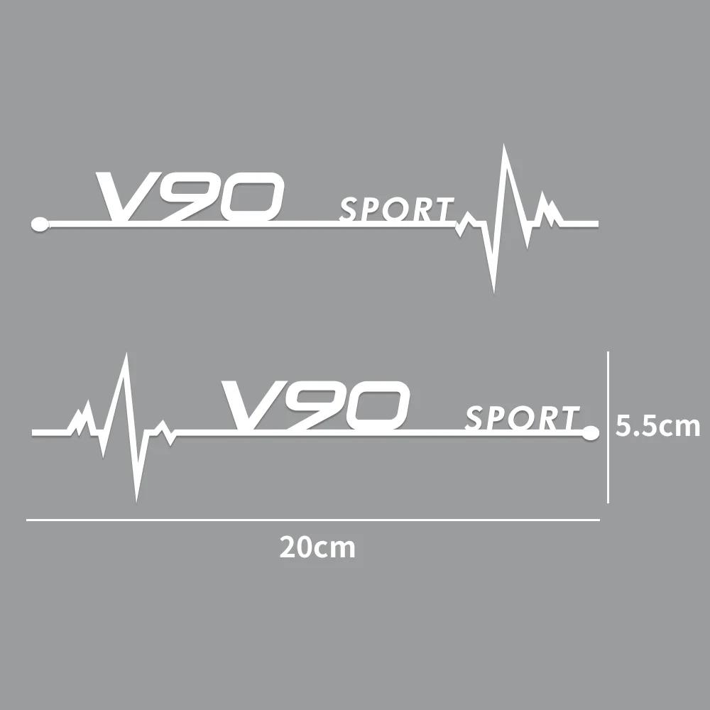 2Pcs Volvo Car Window Body Stickers, Heartbeat Sport Logo Decor Decals for XC40 XC60 XC90 S60 S90 V50 Auto Exterior Accessories