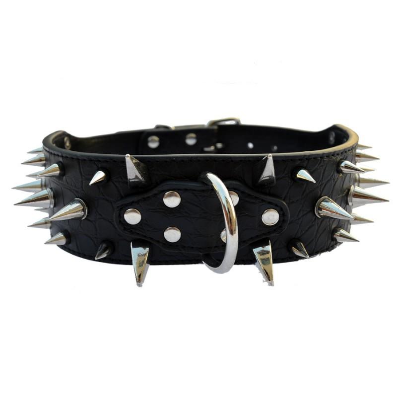 Heavy Duty Dog Collar Crocodile Spiked Pet Necklace Large Dogs