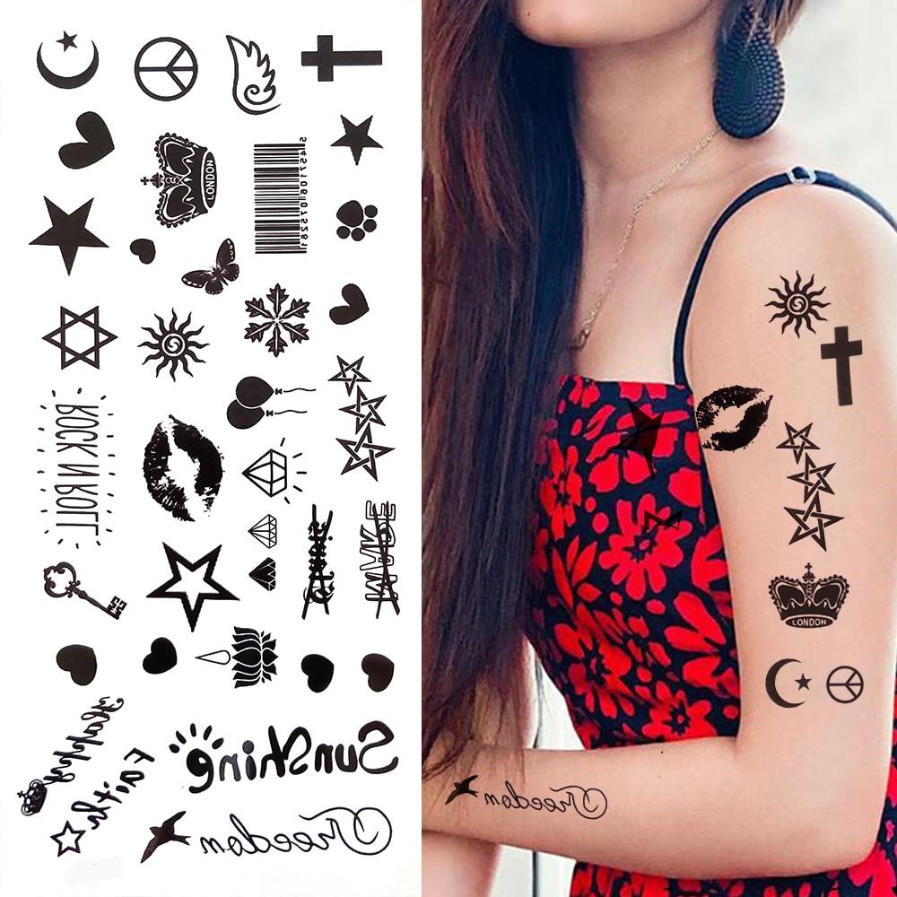 Временные татуировки в стиле скорпиона для женщин и мужчин, черный дракон, бабочка, татуировка из хны, наклейка, поддельные шипы, переносные татуировки на лодыжке