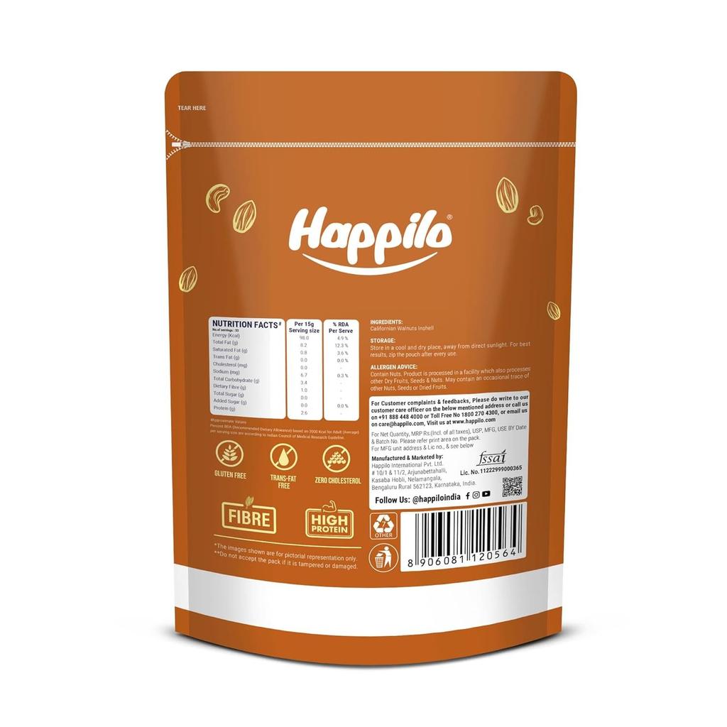 Грецкий орех в скорлупе (500 г), 100% Natural Premium Californian Inshell Walnut,  Happilo