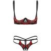 Женский комплект кружевного нижнего белья с вышивкой, бюстгальтер без подкладки на 1/4 чашки с трусиками, нижнее белье-стринги