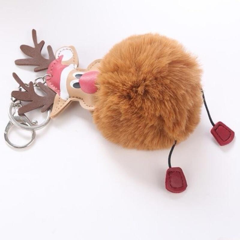 Мех кролика, брелок для ключей, сумка, плюшевый автомобильный брелок для ключей, очаровательный рождественский кулон Санта-Клауса, рождественский подарок