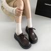 Черные универсальные туфли в британском стиле ретро на платформе, маленькие кожаные туфли женские 2025 новая летняя французская обувь на танкетке с круглым носком
