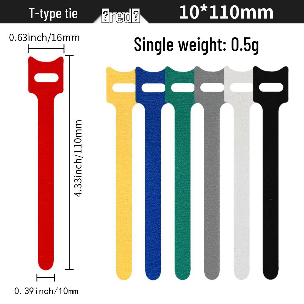 T-Type Magic Tape Cable Ties for Earphones, Data Cables, Organizers, and Network Cables with Back-to-Back Adhesive Straps.