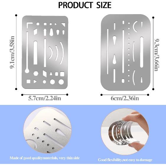 4 Pieces Eraser Shield Eraser Template Stainless Steel Erasing Shield Metal Drawing Template Shield Drafting Tools for Mechanical Design
