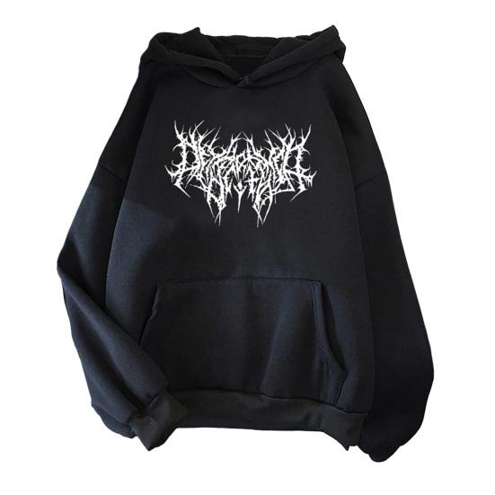 Осень-зима унисекс толстовка с капюшоном затягивающийся эластичный манжет с принтом шипов плотный флис накладной карман свободный длинный рукав свитер теплый топ