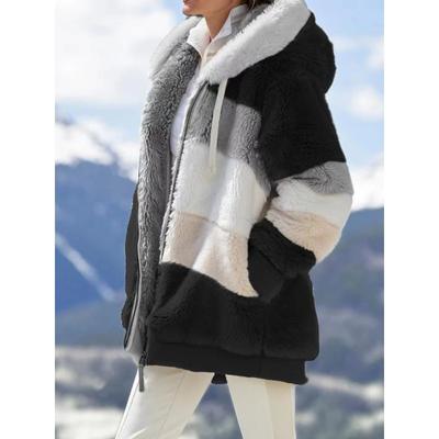 Женские новые зимние теплые куртки осенние плюшевые карманы с капюшоном длинные рукава пальто сшитый толстый кашемир женские куртки клетчатые пальто