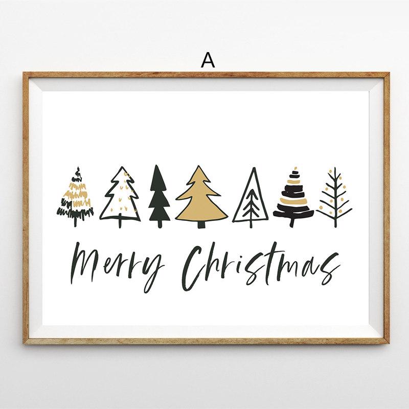 Рождественская картина, украшение, постер с Рождеством и принтом, Рождественская елка, настенная живопись на холсте, украшение для дома, подарок на праздник