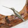Brass Micro-Carved Kingfisher Ornament: Solid Copper Hummingbird Tea Knife with Long Beak - A Bird of Good Omen for Your Desktop.