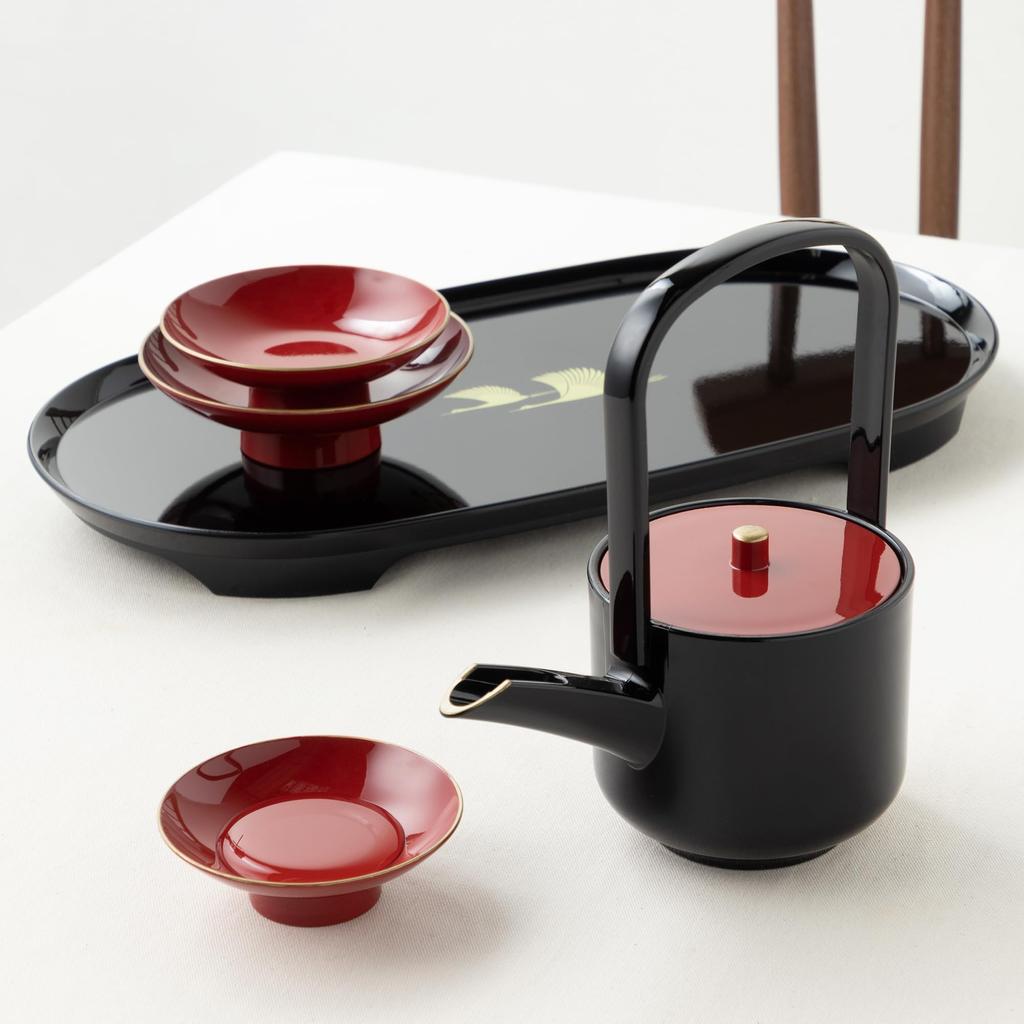 Лакированные изделия Яманака, тосо, журавль, благоприятная чаша для сакэ, набор подставок для тосо, лакированные изделия Яманака, традиционное ремесло, сделанное в Японии, Новый год