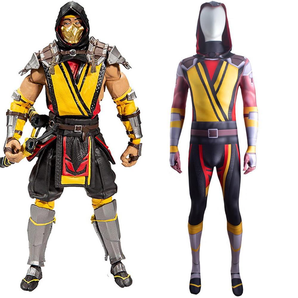 Костюм для косплея Скорпиона из Mortal Kombat из ткани лайкра для фанатов игры
