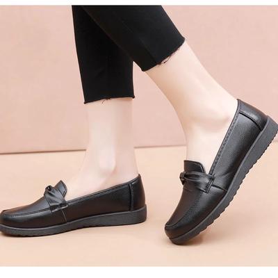 Женские повседневные туфли на плоской подошве для вождения, кожаные туфли без застежек, повседневные модные туфли с круглым носком, мягкая подошва, туфли для мам, ленивые туфли для отдыха на природе
