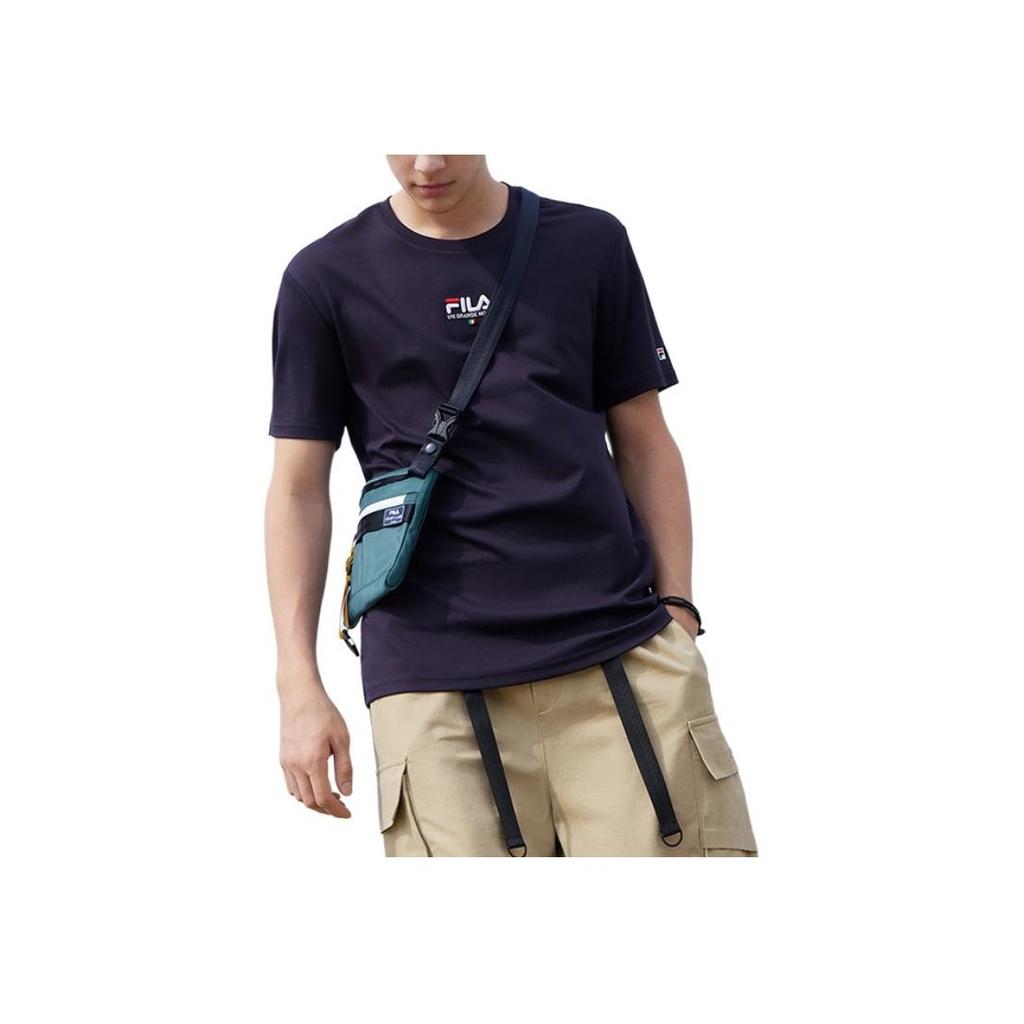 Fila Logo Sports Fashion Cotton Crew Neck Knit Short Sleeve T-Shirt Men T-Shirt Legendary-Blue F51M128198F