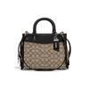 COACH Rogue 25 classic old flower jacquard zipper closure fabric and glove-tanned leather shoulder crossbody tote medium women's gray and black