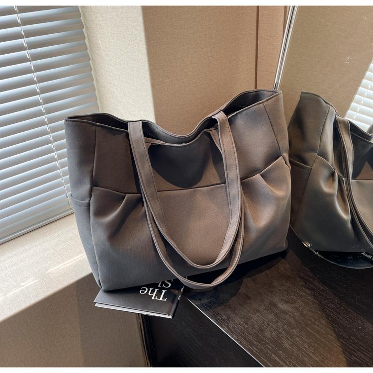 Новая сумка-тоут, большая вместимость, однотонная сумка-тоут, простая, студенческая, универсальная, сумка-мессенджер для поездок на работу через плечо