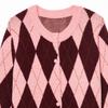 New fashionable diamond-patterned jacquard knit cardigan jacket 5755011