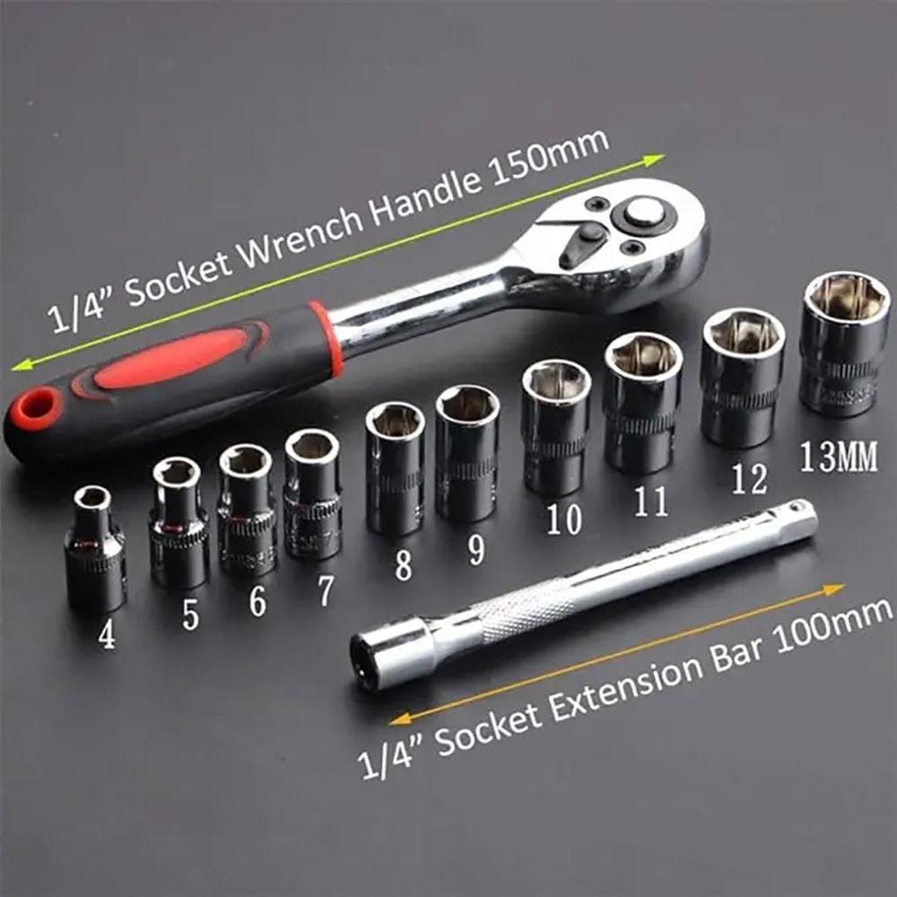 12Pcs/Set with Quick Release Handle Socket Wrench Set Sleeve Quick Wrench Spanner