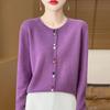 Wholesale Korean Color Button Cropped Round Neck Sweater Women Spring Autumn Versatile Knit