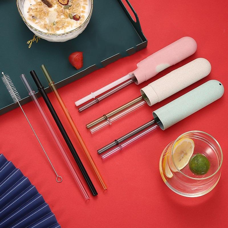 Аксессуары из стеклянной соломинки, подходят для замены соломенной чашки Star Dad, нескользящая пряжка, цветное стекло, непроливайка для воды, 23 см