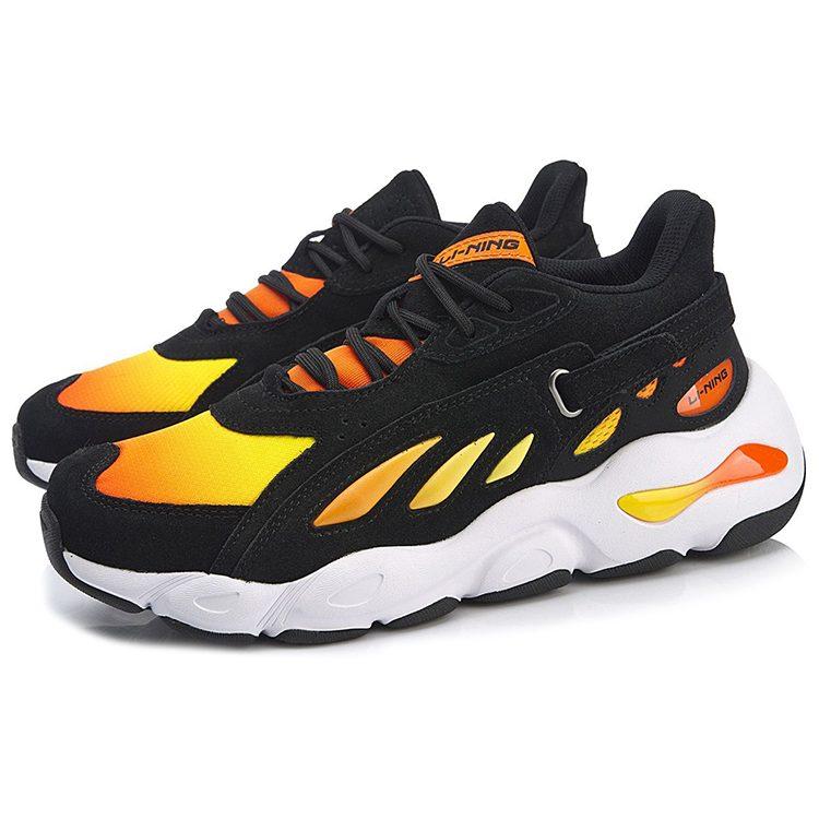 Li Ning Кроссовки на массивной подошве с амортизацией и нескользящей подошвой, низкие, Черно-желтые AGCN225-6