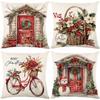 Набор чехлов для подушек из короткого плюша на рождественскую тематику, праздничный принт, чехол для подушки для гостиной, дивана, домашнего декора 45x45 см