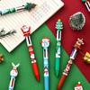 16pcs Christmas Four-color Ballpoint Pens, Santa Claus Decorations, Colorful Christmas Birthday Gifts, Fun Ballpoint Pens
