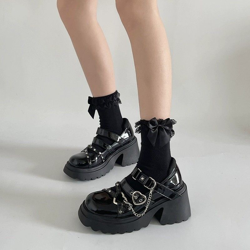 Fashion JK Girl Versatile Sweet Cool 2025 Autumn New British Mary Jane High Heels Retro Single Shoes