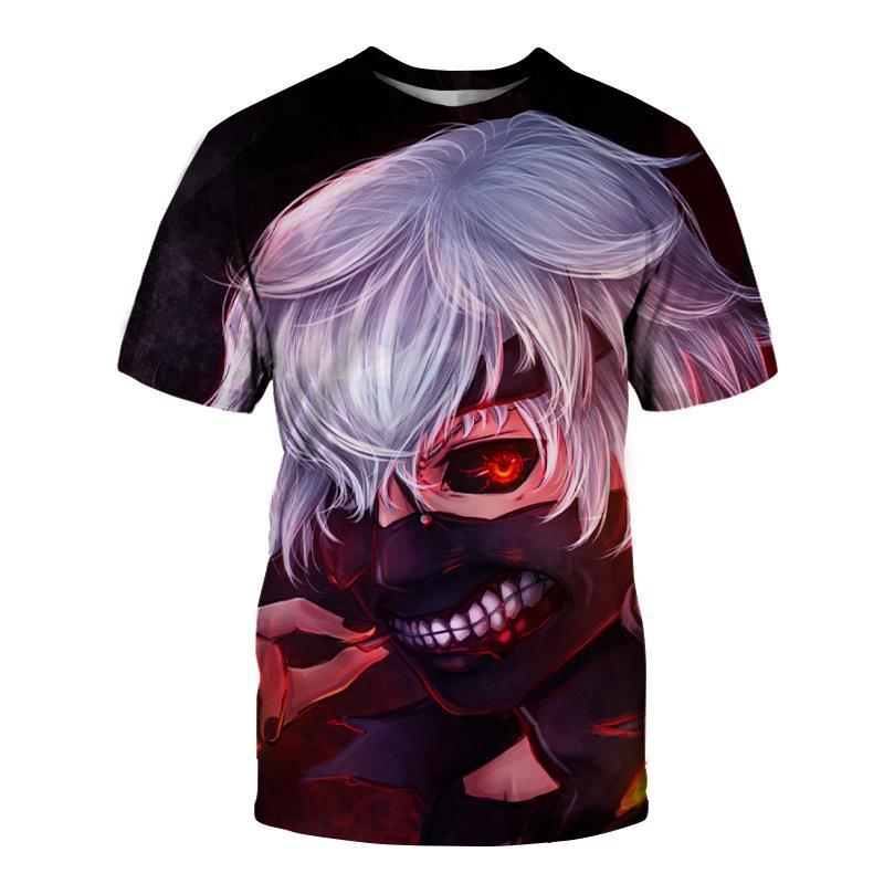 Мужская футболка Tokyo Ghost свободного кроя с цифровой 3D-печатью, с круглым вырезом и короткими рукавами