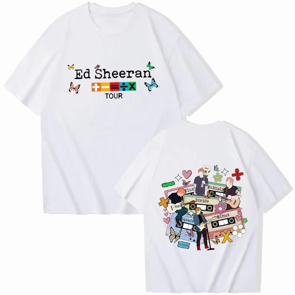 Футболка Ed Sheeran Mathematics Tour Мерч Ed Sheeran Харадзюку Мужская Женская С коротким рукавом Круглый вырез Хлопковая футболка Унисекс