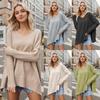 Women's V-neck Plus Size Fashionable Knitted Sweater Pullover Sweater