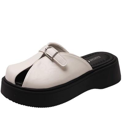 Женские ретро лоферы на толстой подошве слипоны Весна 2025 Повседневная обувь Плоская подошва с большой головкой Двустороннее ношение Драгри Милая уродливая обувь